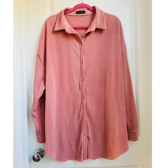 JLUXLABEL Pink Button Down‎ Top Large Striped Relaxed Casual - Picture 5 of 10